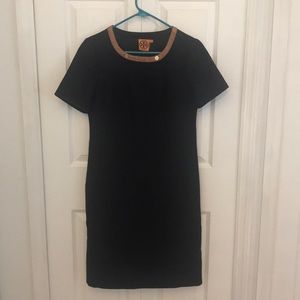 Tory Burch Dress Leather Collar Gold Buttons